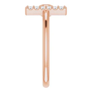 14K Rose Natural Mozambique Garnet & .05 CTW Natural Diamond Bar Ring