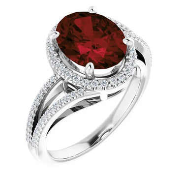 14K White Mozambique Garnet & 1/4 CTW Natural Diamond Ring