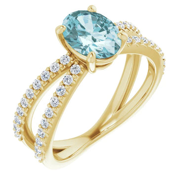 14K Yellow Natural Sky Blue Topaz & 1/3 CTW Natural Diamond Ring