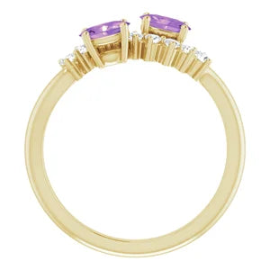 14K Yellow Natural Amethyst & 1/5 CTW Natural Diamond Ring