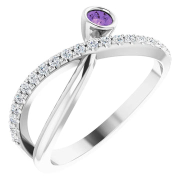 14K White Natural Amethyst & 1/5 CTW Natural Diamond Ring