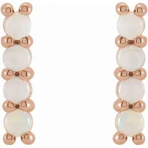 14K Rose Natural White Ethiopian Opal Bar Earrings