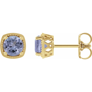 14K Yellow 5 mm Natural Tanzanite Earrings