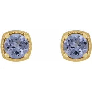 14K Yellow 5 mm Natural Tanzanite Earrings