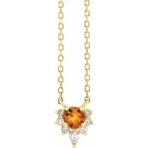 14K Yellow Natural Citrine & .08 CTW Natural Diamond 18