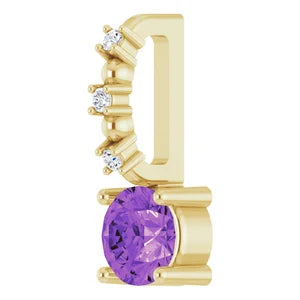 14K Yellow Imitation Amethyst & .01 CTW Natural Diamond Charm/Pendant