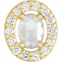 14K Yellow Opal & .05 CTW Diamond Halo-Style Pendant