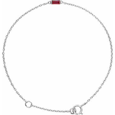 14K White Straight Baguette Natural Ruby 6 1/2-7 1/2