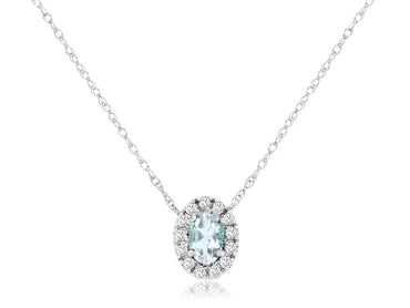 14KW .20CTW Aquamarine & Diamond Pendant