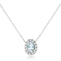 14KW .20CTW Aquamarine & Diamond Pendant