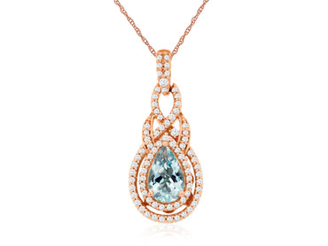 14KR .77CTW Aquamarine & Diamond Pendant