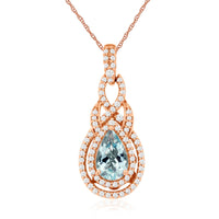 14KR .77CTW Aquamarine & Diamond Pendant