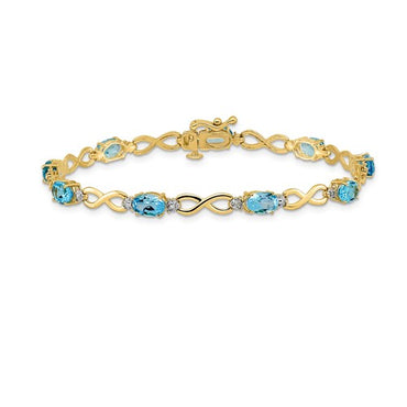 10k Blue Topaz and Diamond Infinity Bracelet