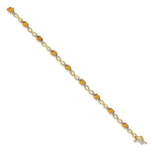 10k Citrine Diamond Infinity Bracelet