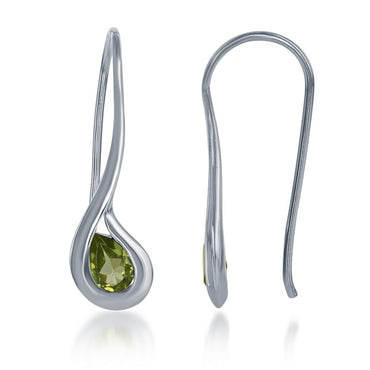 Sterling Silver Long Teardrop Peridot Earrings