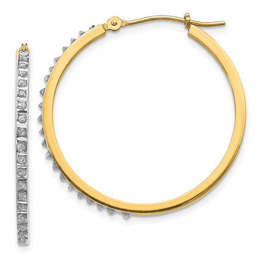 14k Diamond Round Hinged Hoop Earrings