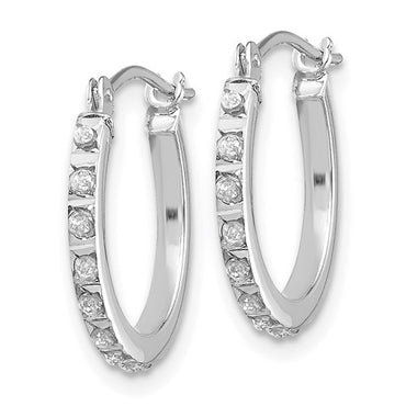 14k White Gold Diamond Hinged Hoop Earrings