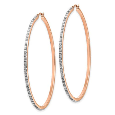 14k Rose Gold Diamond Round Hinged Hoop Earrings