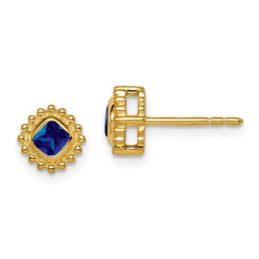 14k Cushion Sapphire Earrings