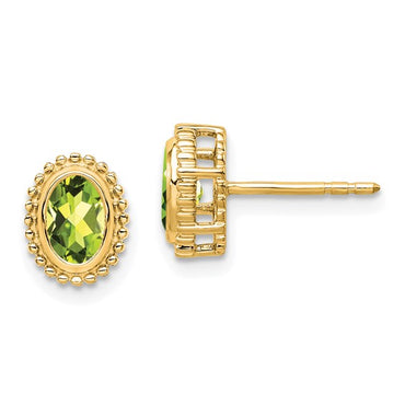 10k Oval Peridot Post Earrings