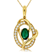 14KY .44CTW Emerald & Diamond Pendant