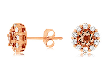 MORGANITE & DIAMOND HALO STUDS