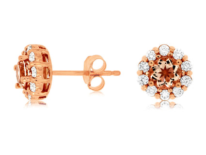 MORGANITE & DIAMOND HALO STUDS