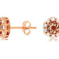 MORGANITE & DIAMOND HALO STUDS