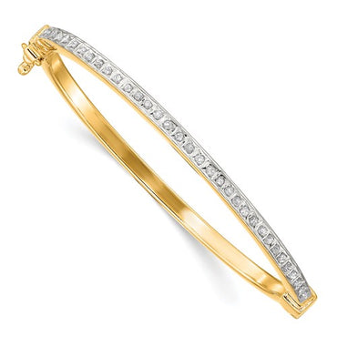 Sterling Silver 18K Gold-plated Diamond Baby Bangle