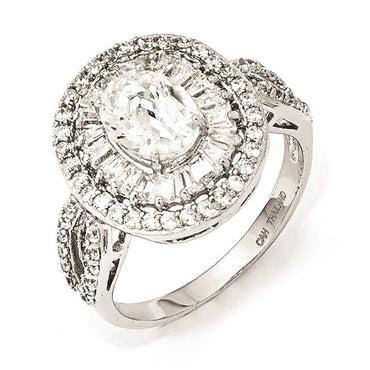 Sterling Silver Oval Halo CZ Ring