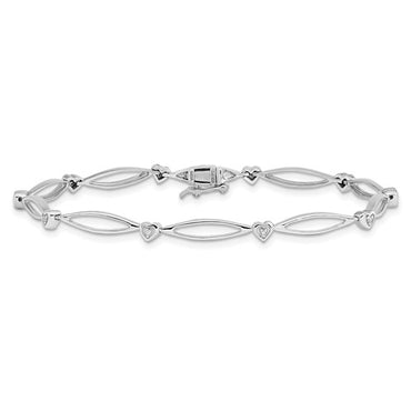 Sterling Silver Rhodium-plated Diam. Bracelet