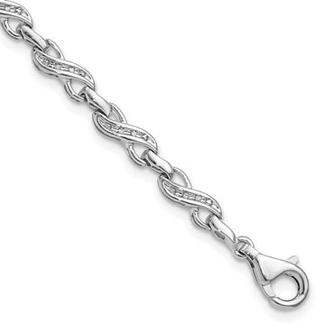 Sterling Silver Rhodium-plated Diam. Infinity Symbol Bracelet