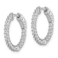 Sterling Shimmer Rhodium-plated 1.75mm CZ In and Out Round Hinged Hoop Earrings with Patented Lock Design