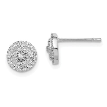 Sterling Silver Rhodium plated Diamond Post Earrings