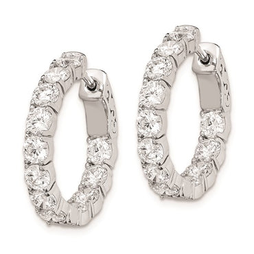 Sterling Shimmer Rhodium-plated 3.4mm CZ In and Out Round Hinged Hoop Earrings with Patented Lock Design