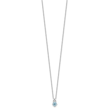 Sterling Silver Rhodium-plated .59BT Blue Topaz 16in with 2in ext Necklace