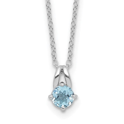 Sterling Silver Rhodium-plated .59BT Blue Topaz 16in with 2in ext Necklace