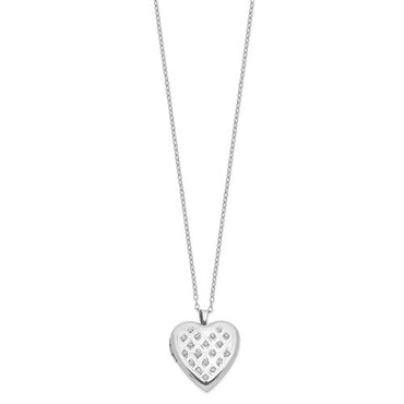 Sterling Silver Platinum-plated Diamond Heart Locket