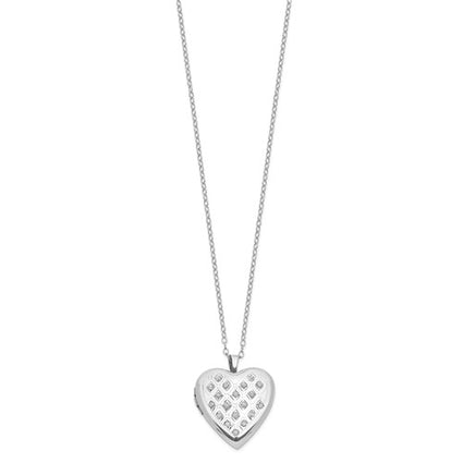 Sterling Silver Platinum-plated Diamond Heart Locket