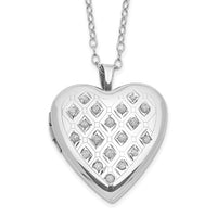 Sterling Silver Platinum-plated Diamond Heart Locket