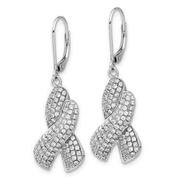 Brilliant Embers Sterling Silver CZ X Leverback Earrings