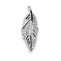 Sterling Silver Rhodium-plated Polished with CZ Feather Pendant