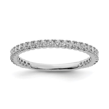 Sterling Silver Rhodium-plated 28 Stone CZ Ring