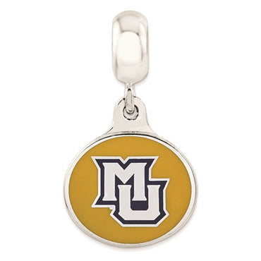 Sterling Silver Marquette University Collegiate Enameled Dangle Bead