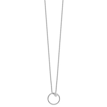 Sterling Silver Rhodium-plated 18 Inch Diamond Open Circle Necklace with 2 Inch Extender