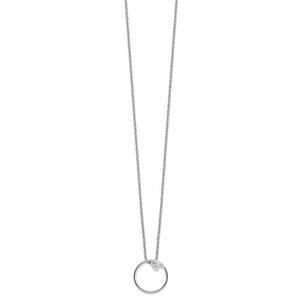 Sterling Silver Rhodium-plated 18 Inch Diamond Open Circle Necklace with 2 Inch Extender