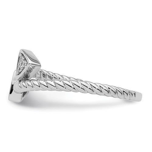 Sterling Silver Rhodium-plated Diamond Arrow Ring
