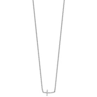 Sterling Silver Rhodium-plated 18 Inch Diamond Sideways Cross Necklace