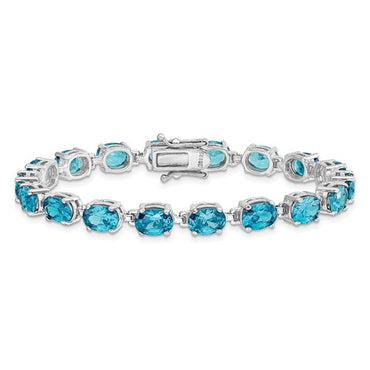 Sterling Silver Rhodium-plated Blue Topaz Bracelet