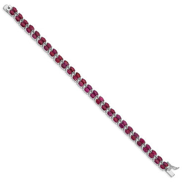 Sterling Silver Rhodium-plated Ruby Bracelet